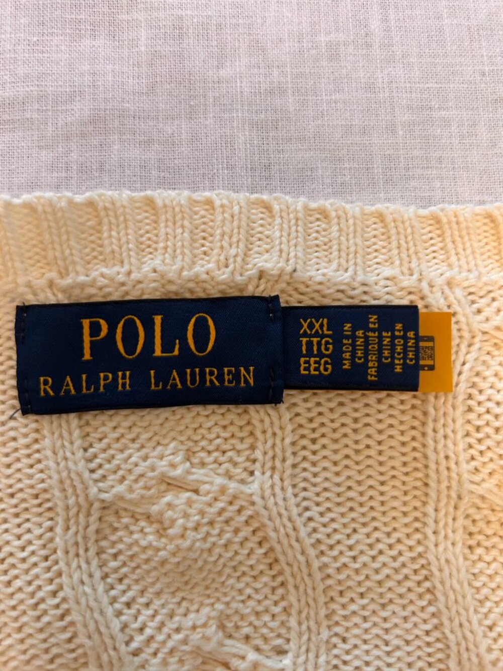 Polo Ralph Lauren men's sweater XXL ivory color cotton knit #preppy #classicfall - Picture 3 of 7
